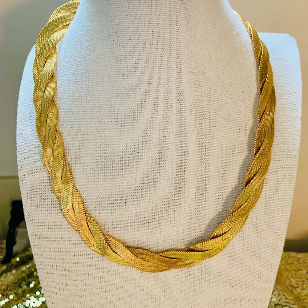 Vintage Anne Klein Gold Braided Necklace